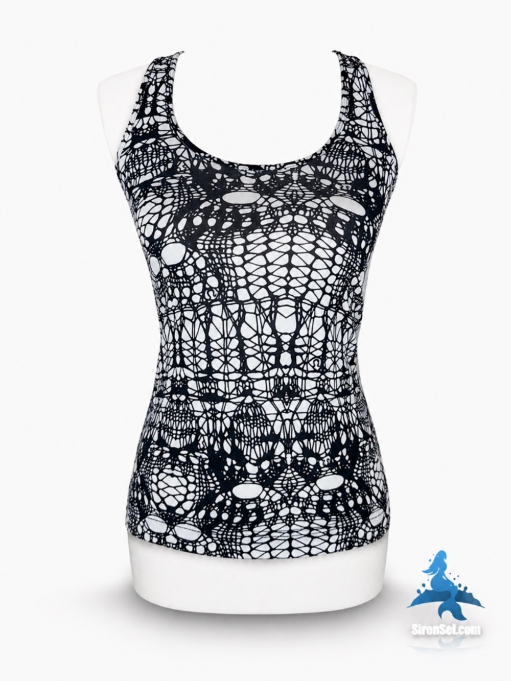 1057 lululemon Cool Racerback Tank - Fitted - Size 2 - White Black Glacier Lace